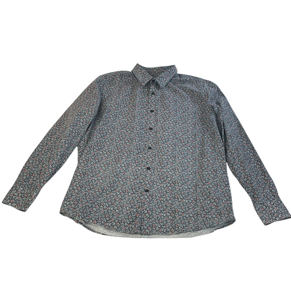 Perry Ellis Slim Fit Men's Long Sleeve Floral Cotton Button-Up Shirt‎ L